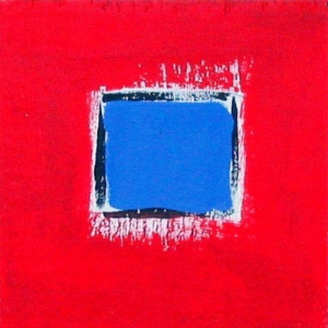Red with Blue, 3-1/2" x 3-1/2" by Anne-Marie Levine